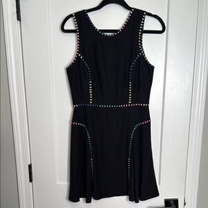 Parker Embroidered Black Helen 100% Silk Dress‎ - Small